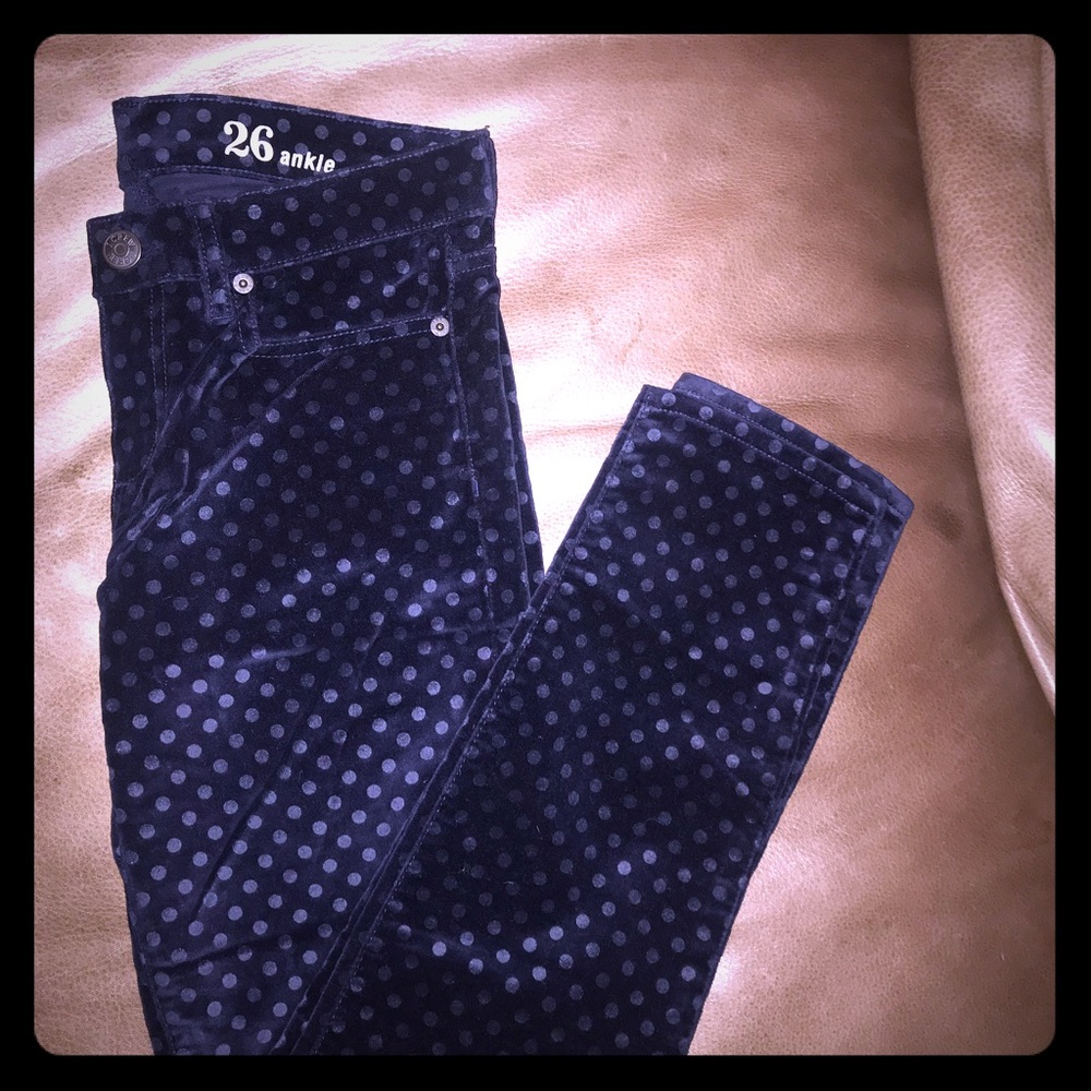 Velvet Polka Dot Ankle Pants